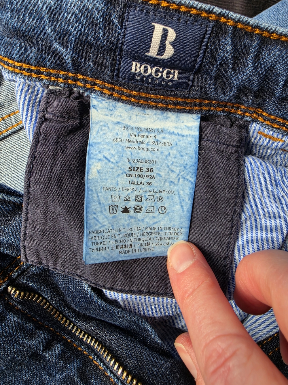 Boggi Milano Luxury Cotton Straight Men's Jeans Dark Wash Claude Denim Size 36 - Picture 8 of 10
